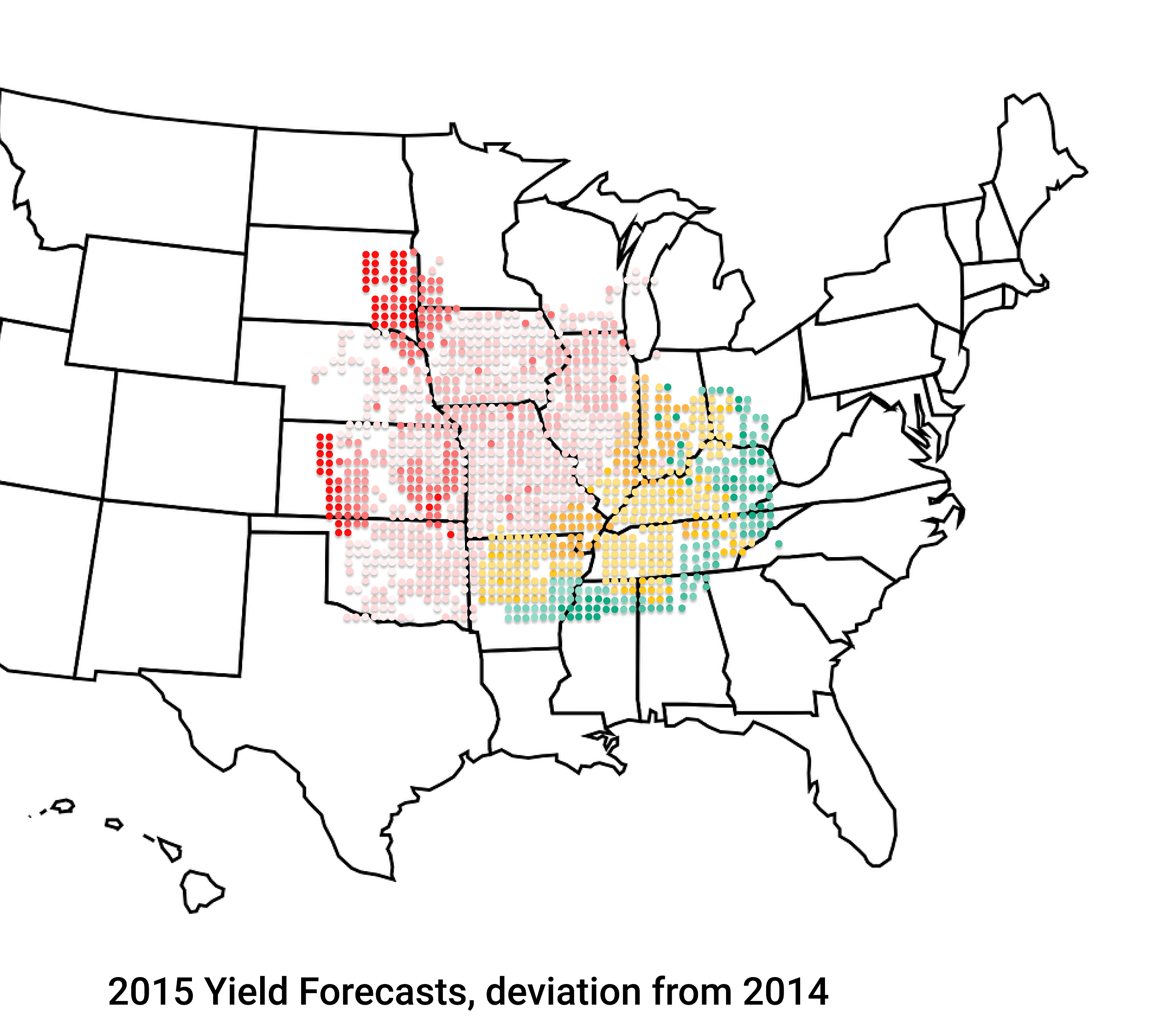Figura: Una imagen del pronóstico de rendimiento de diferentes áreas de los Estados Unidos.